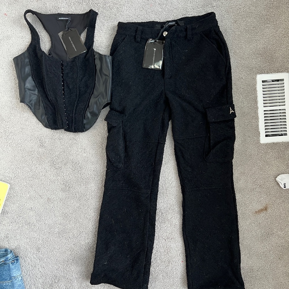 Black Corset Top and Cargo Pants Set